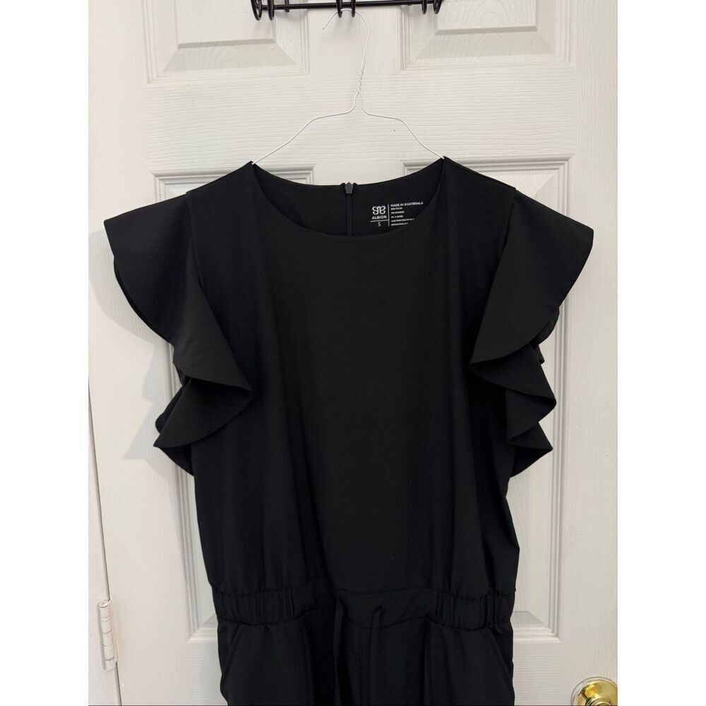 Albion Fit 9 to 9 Jumpsuit Size Small Black Short Sleeve Women’s One Piece - Picture 4 of 7